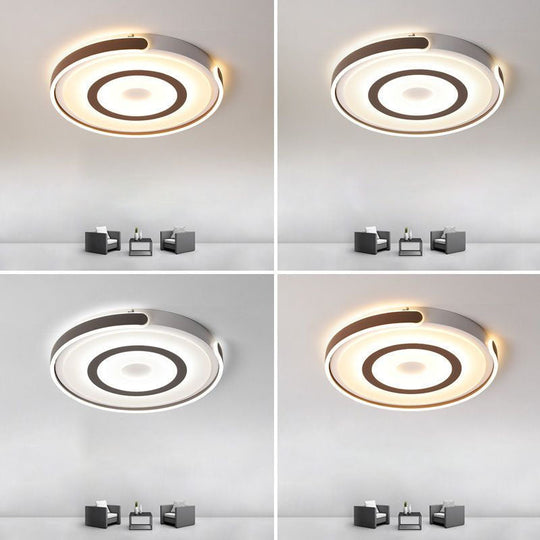 Contemporary Coffee LED Flush Mount Ceiling Light with Metal Halo Ring