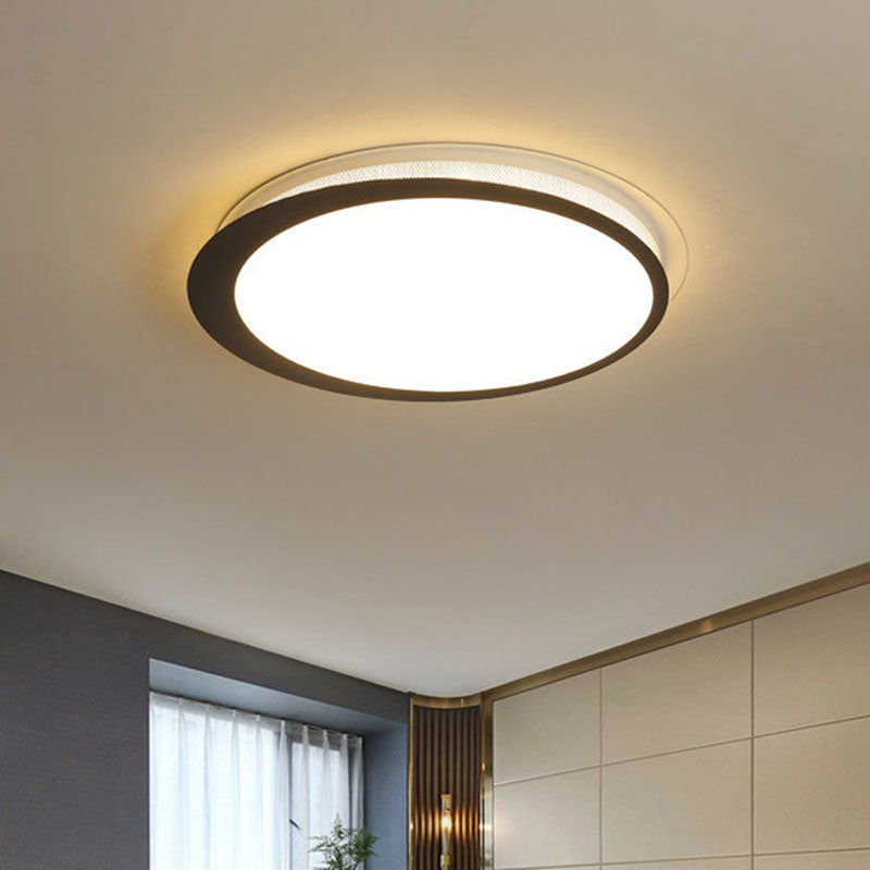 Modern Round Black LED Flush Ceiling Light Fixture for Bedroom