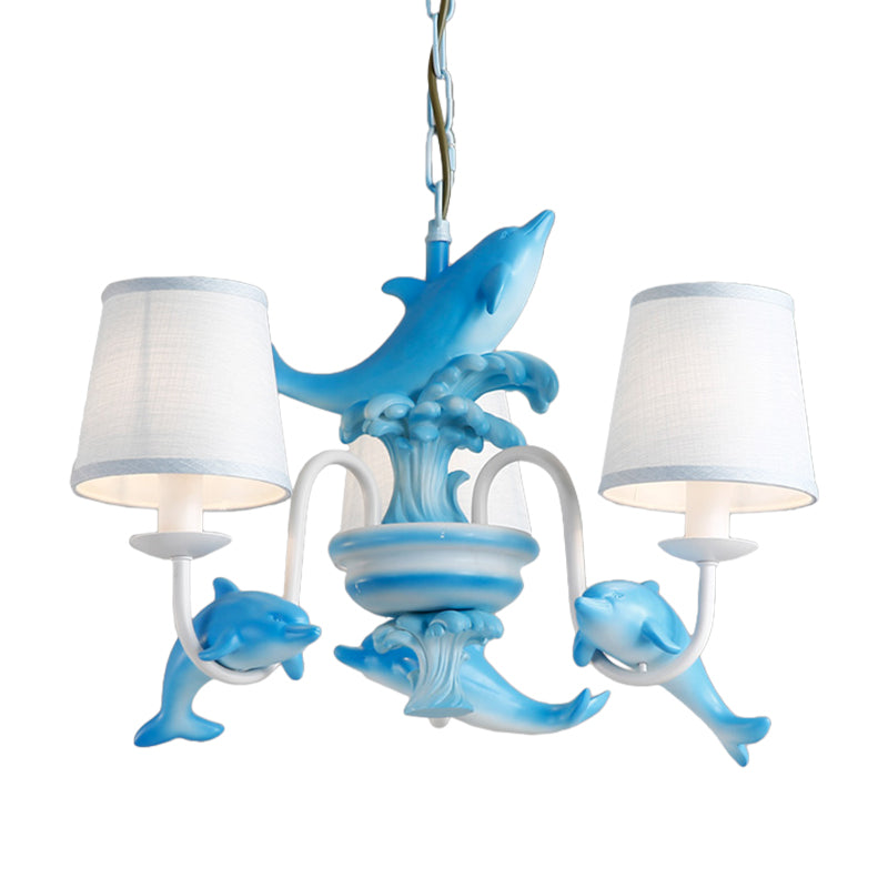 Modern Dolphin Chandelier with Fabric Shade for Dining Room Lighting