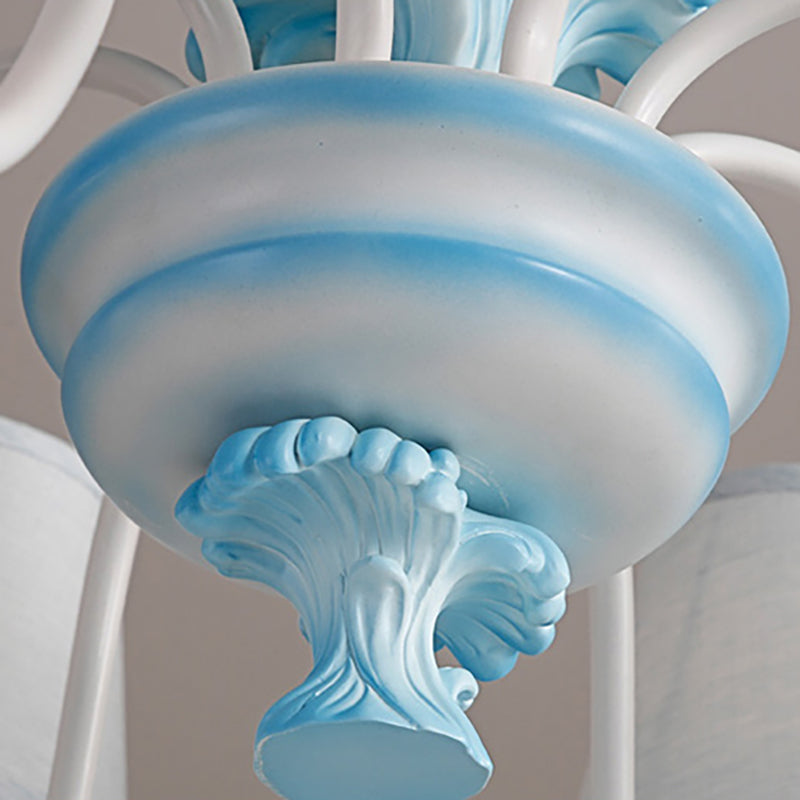 Modern Dolphin Chandelier with Fabric Shade for Dining Room Lighting