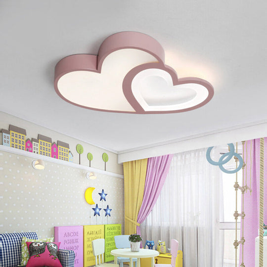 Loving Heart Ceiling Mount Light: Brighten Up Your Kindergarten with Macaron Loft Acrylic LED Lamp