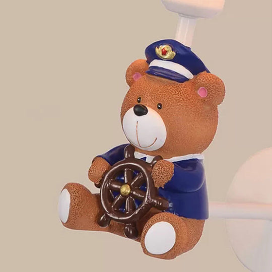Adorable Bear Wall Light for Kids' Bedrooms: Tapered Shade, One Light, Resin Sconce in Beige