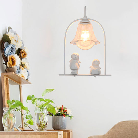 Modern Stylish White Metal Wall Lamp with 1 Light for Little Kid's Kitchen Décor