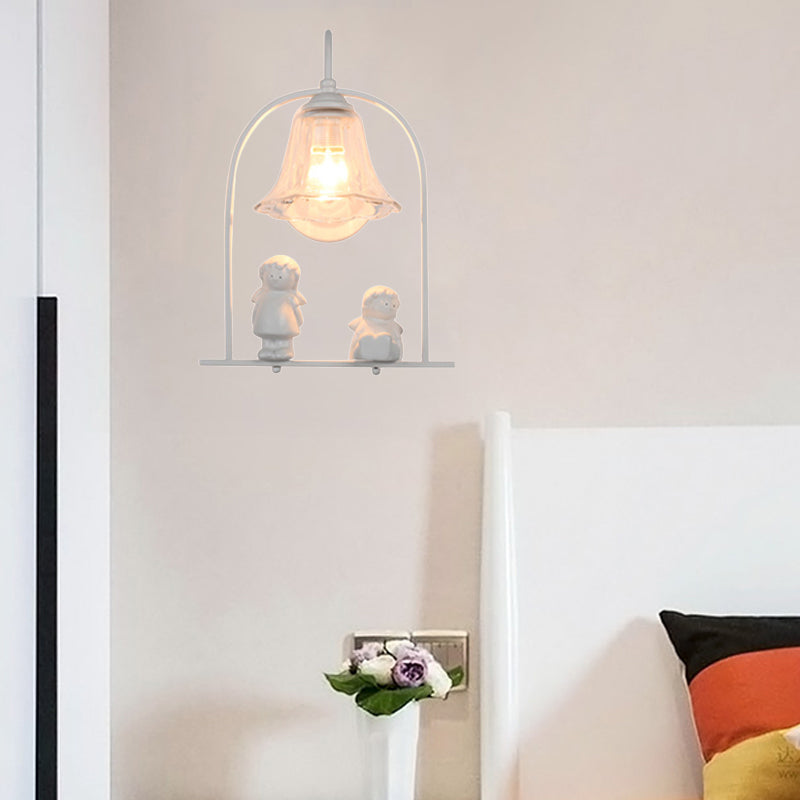 Modern Stylish White Metal Wall Lamp with 1 Light for Little Kid's Kitchen Décor