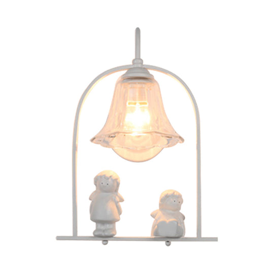 Modern Stylish White Metal Wall Lamp with 1 Light for Little Kid's Kitchen Décor