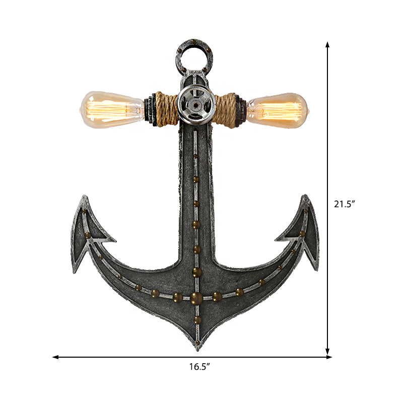 Industrial Metal Sconce with Exposed Bulbs and Caged Shades - 2 Light Wall Lamp in Grey for Coffee Shop