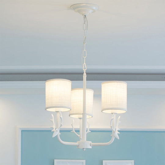 Rustic Cylinder Suspension Light Chandelier with Antlers - Living Room Décor