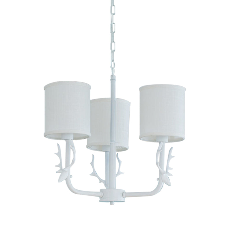 Rustic Cylinder Suspension Light Chandelier with Antlers - Living Room Décor