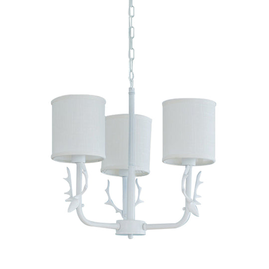 Rustic Cylinder Suspension Light Chandelier with Antlers - Living Room Décor