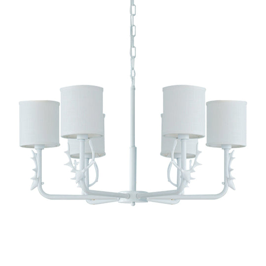 Rustic Cylinder Suspension Light Chandelier with Antlers - Living Room Décor