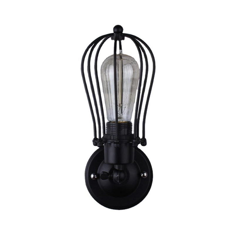 Minimalist Grapefruit Iron Wall Lamp in Black for Corridor Lighting