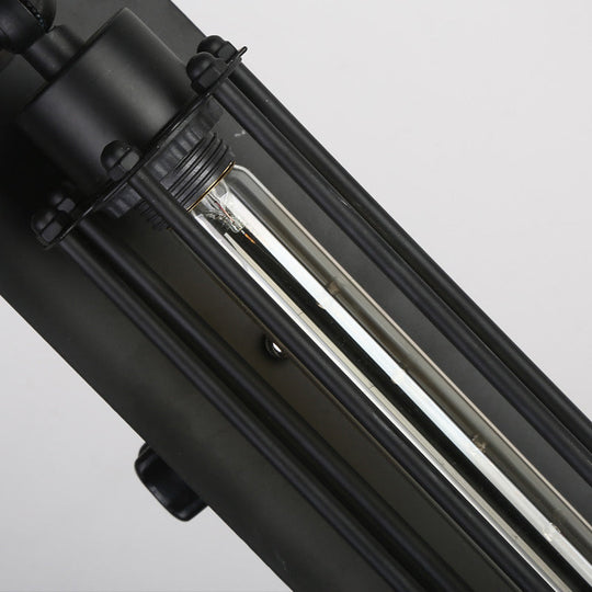 Industrial Tube Iron Wall Light with 1 Bulb in Black for Corridors