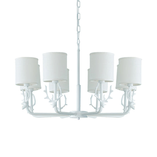 Rustic Cylinder Suspension Light Chandelier with Antlers - Living Room Décor