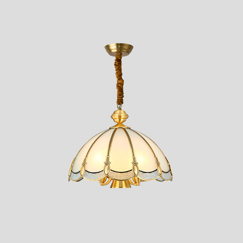 Frosted Glass Chandelier Pendant Light for Dining Room - Nickel Geometric Shape, Classic Design