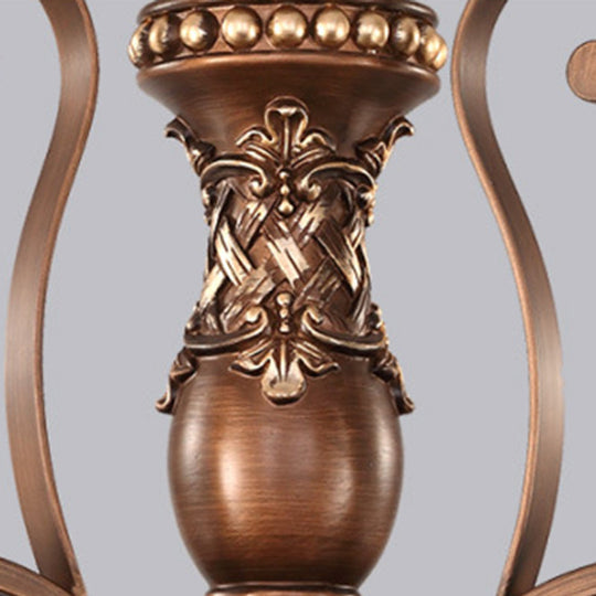 Traditional Rust Bowl Pendant Light with Frosted Textured Glass - 3 Light Chandelier for Bedroom