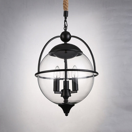 Traditional 3-Light Black Glass Chandelier - Stylish Pendant Lighting for Living Room