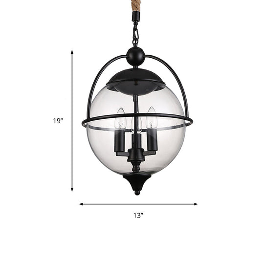 Traditional 3-Light Black Glass Chandelier - Stylish Pendant Lighting for Living Room