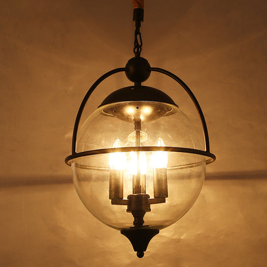 Traditional 3-Light Black Glass Chandelier - Stylish Pendant Lighting for Living Room