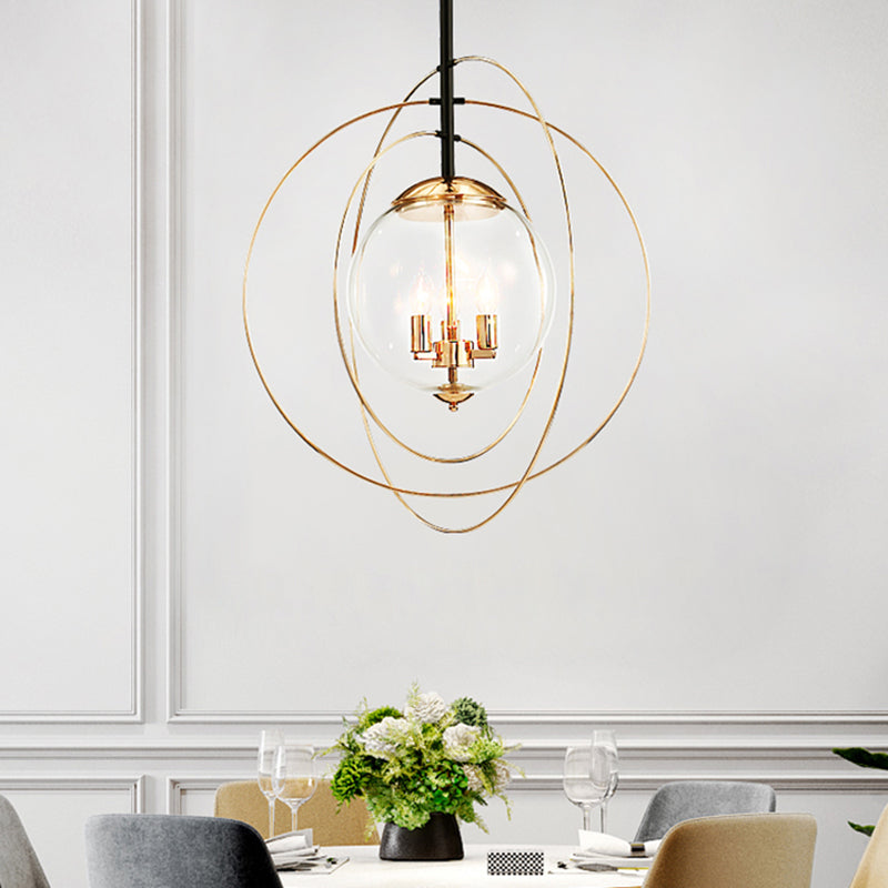 White Glass Chandelier - Traditional 3 Light Pendant for Dining Room with Ring Design