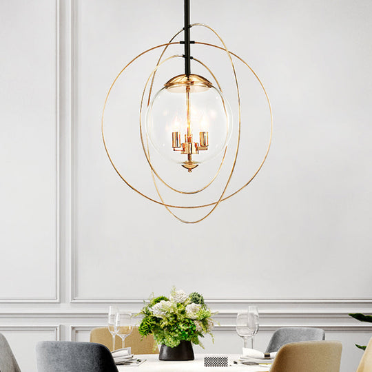 White Glass Chandelier - Traditional 3 Light Pendant for Dining Room with Ring Design