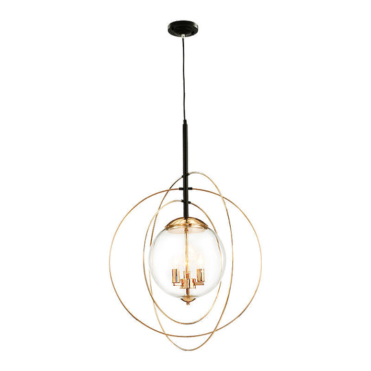 White Glass Chandelier - Traditional 3 Light Pendant for Dining Room with Ring Design