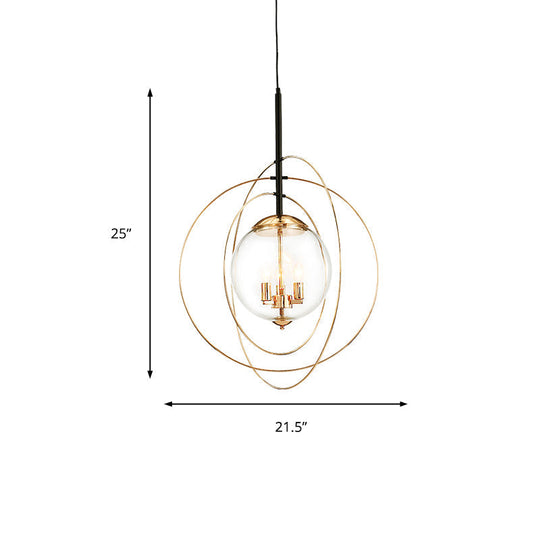 White Glass Chandelier - Traditional 3 Light Pendant for Dining Room with Ring Design