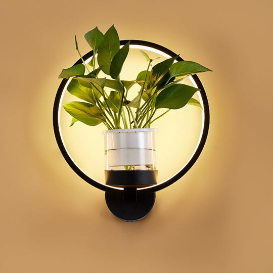 Minimalist Geometric Ring LED Wall Sconce Light - Aluminium Planter & Living Room Décor