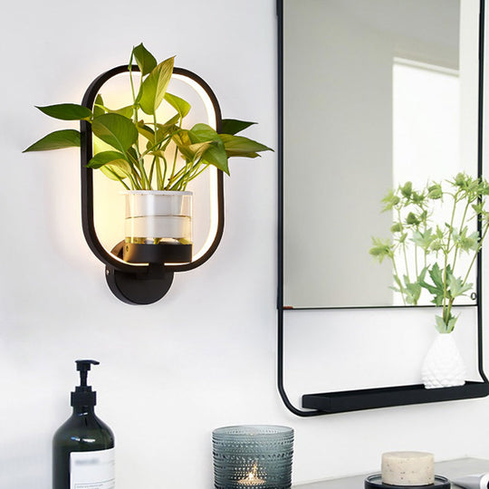 Minimalist Geometric Ring LED Wall Sconce Light - Aluminium Planter & Living Room Décor