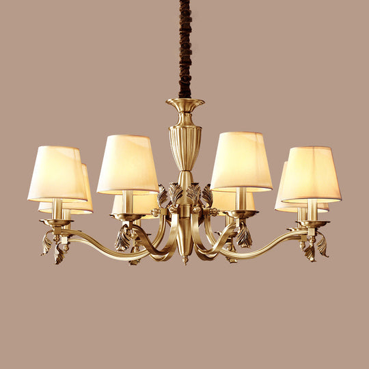 Modern Brass Candelabra Chandelier with Fabric Shade - Ceiling Lighting Fixture