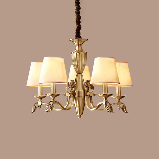 Modern Brass Candelabra Chandelier with Fabric Shade - Ceiling Lighting Fixture