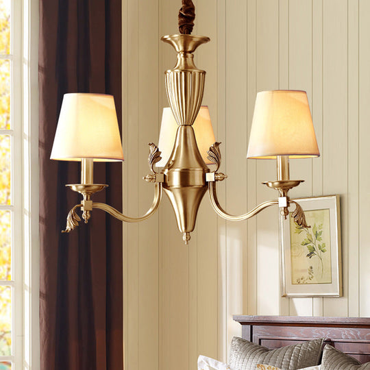 Modern Brass Candelabra Chandelier with Fabric Shade - Ceiling Lighting Fixture