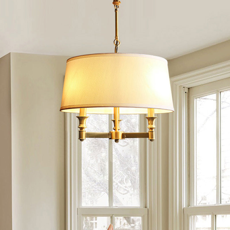 Contemporary Gold Candlestick Chandelier Pendant Light - 3 Heads - Metal Hanging Light with Empire Shade