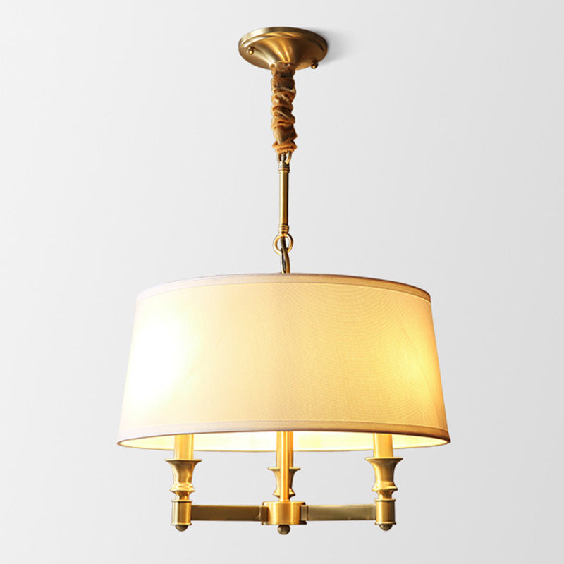 Contemporary Gold Candlestick Chandelier Pendant Light - 3 Heads - Metal Hanging Light with Empire Shade