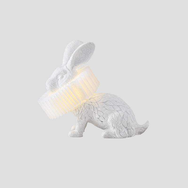 Modern LED Rabbit Shaped Bedside Table Lamp in White Resin