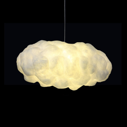 White Artistic Pendant Light with 5 Bulbs - Cloud Restaurant Chandelier, Plastic