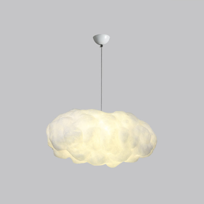 White Artistic Pendant Light with 5 Bulbs - Cloud Restaurant Chandelier, Plastic