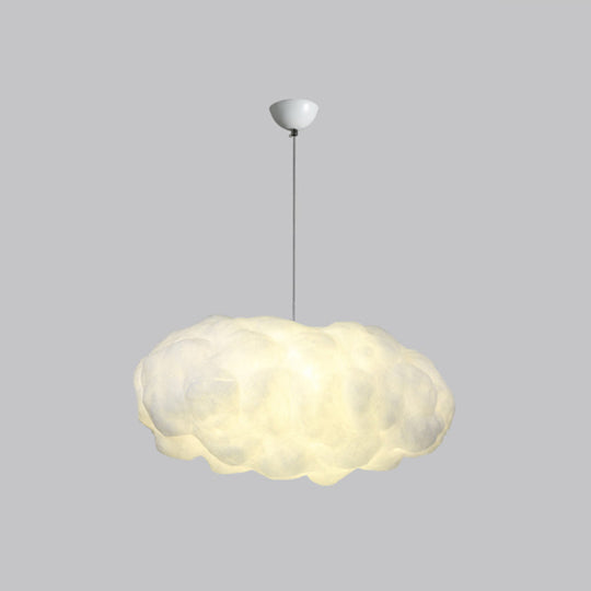 White Artistic Pendant Light with 5 Bulbs - Cloud Restaurant Chandelier, Plastic