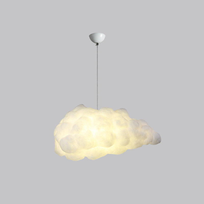 White Artistic Pendant Light with 5 Bulbs - Cloud Restaurant Chandelier, Plastic