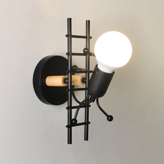 1-Light Iron Wall Sconce for Climbing Stair Man Bedroom, Decorative Lighting Fixture