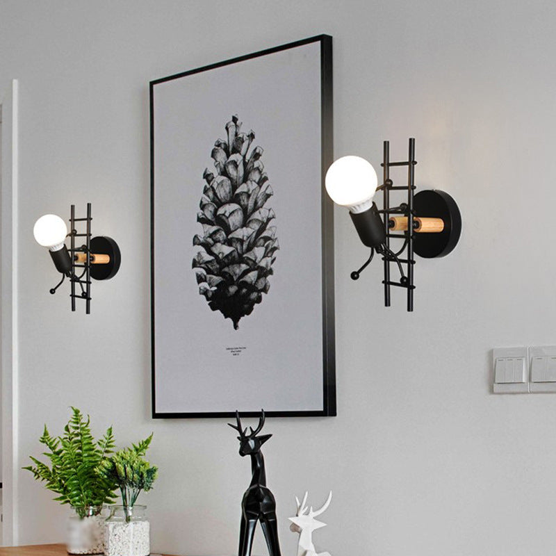 1-Light Iron Wall Sconce for Climbing Stair Man Bedroom, Decorative Lighting Fixture