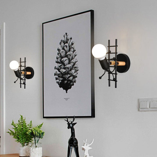 1-Light Iron Wall Sconce for Climbing Stair Man Bedroom, Decorative Lighting Fixture