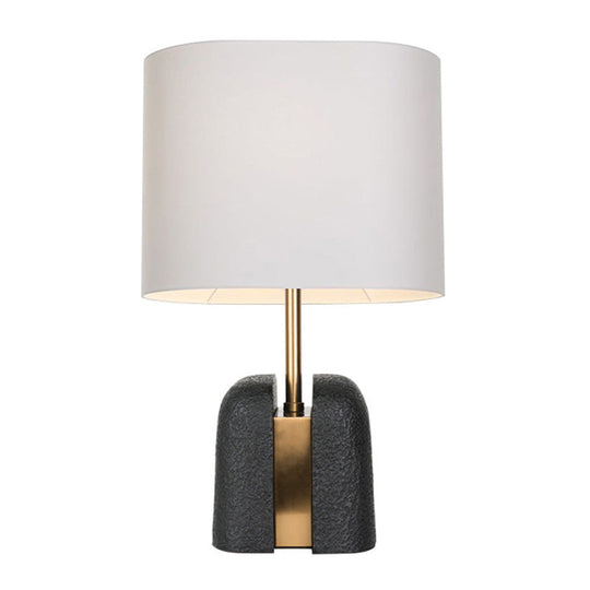 Modern Resin Base Nightstand Lamp: Bucket-Shaped Table Light with Fabric Shade in Contemporary Black Design