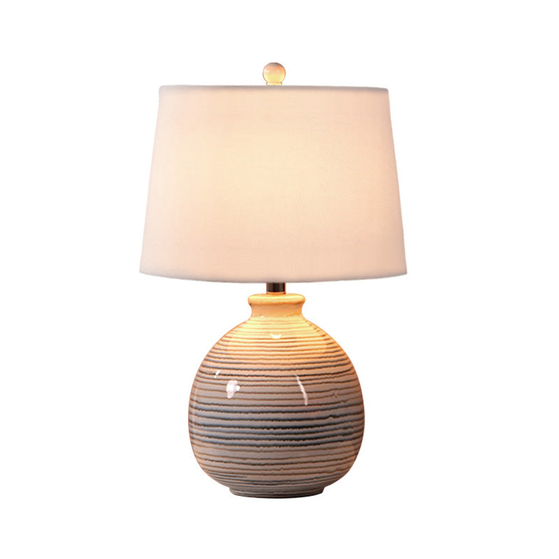Tapered Drum Artistic Table Lamp - Fabric Shade, Ceramic Base