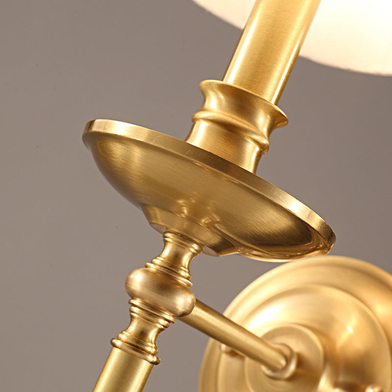 Vintage Metal Gold Sconce Light with Empire Fabric Shade for Living Room Wall Lighting