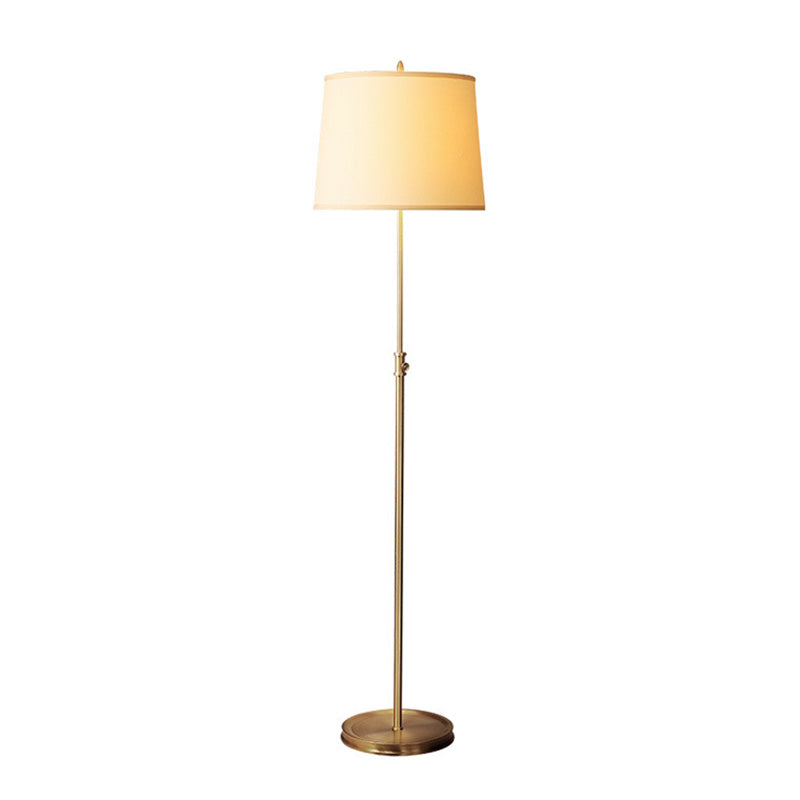 Gold Tapered Fabric Stand Up Lamp, Classic 1-Light Adjustable Floor Light for Living Room