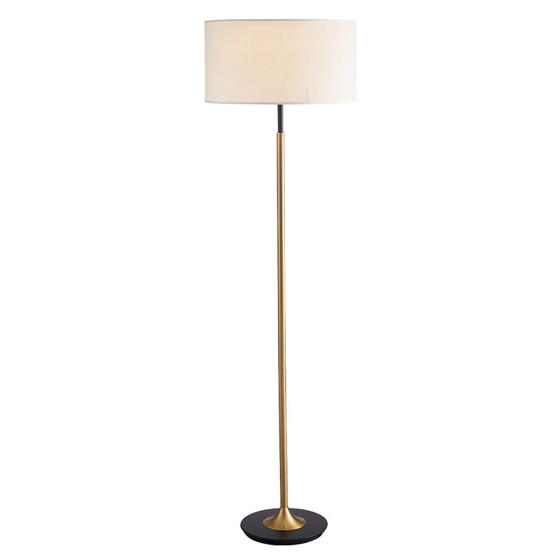 Minimalist Drum-Shaped Floor Lamp - Single Bulb, Fabric Shade