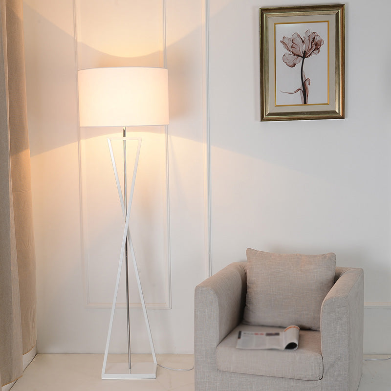 Stylish Hourglass Metal Floor Lamp with Artistic Drum Shade - Perfect for Living Rooms