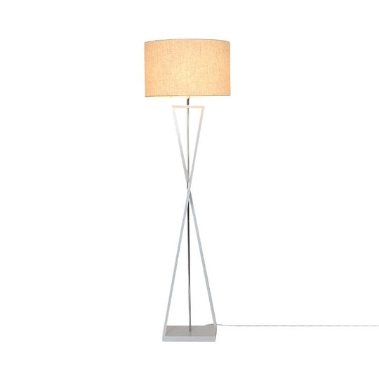 Stylish Hourglass Metal Floor Lamp with Artistic Drum Shade - Perfect for Living Rooms