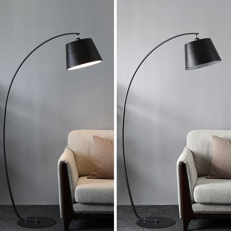 Traditional Empire Shade Floor Lamp with Arc Arm for Living Room - Elegant Standing Light