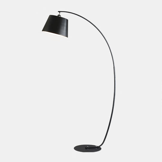 Traditional Empire Shade Floor Lamp with Arc Arm for Living Room - Elegant Standing Light